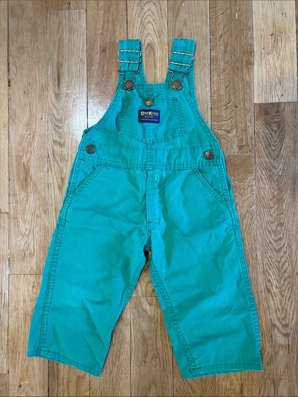 Vintage OshKosh B'gosh Green Kids Overalls. 2Y